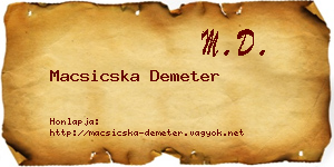 Macsicska Demeter névjegykártya